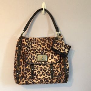 T rodan leopard print shoulder bag w/ coin purse